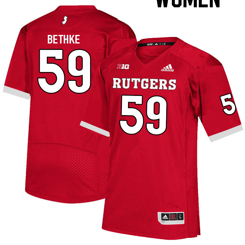 Women #59 Drew Bethke Rutgers Scarlet Knights College Football Jerseys Sale-Scarlet